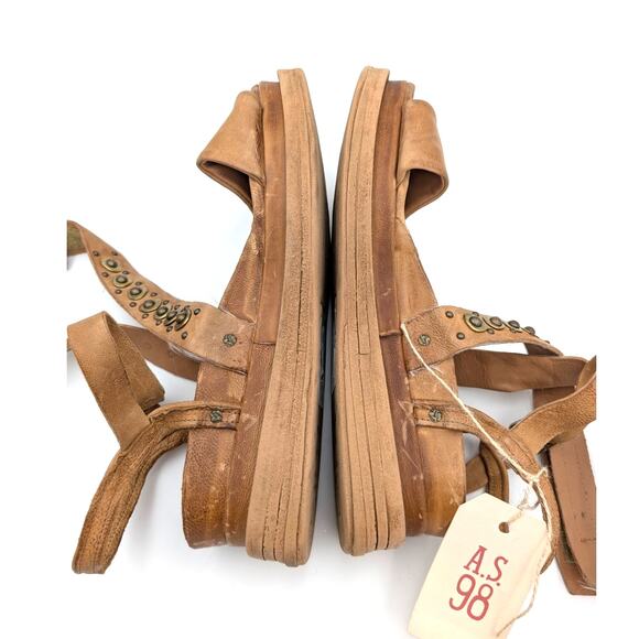 A.S.98 Larkie Strappy Platform Wedge Sandal Women's Brown Size US10 EU41 - Picture 5 of 14